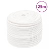 VidaXL Fr&acirc;nghie de barcă, alb complet, 12 mm, 25 m, polipropilenă 152564