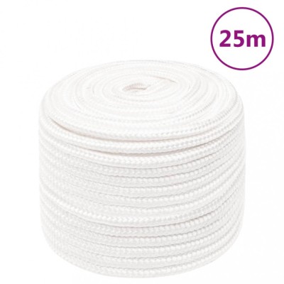 vidaXL Fr&amp;acirc;nghie de barcă, alb complet, 12 mm, 25 m, polipropilenă 152564 foto