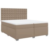 Cumpara ieftin Pat continental cu saltea, cappuccino, 200x200 cm, piele eco
