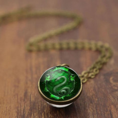 Pandantiv / Colier / Lantisor - HARRY POTTER - Model Slytherin Din Sticla foto