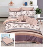 Cumpara ieftin Lenjerie Pat Bumbac cu Elastic 6 Piese Imprimeu Roz 180x200 cm