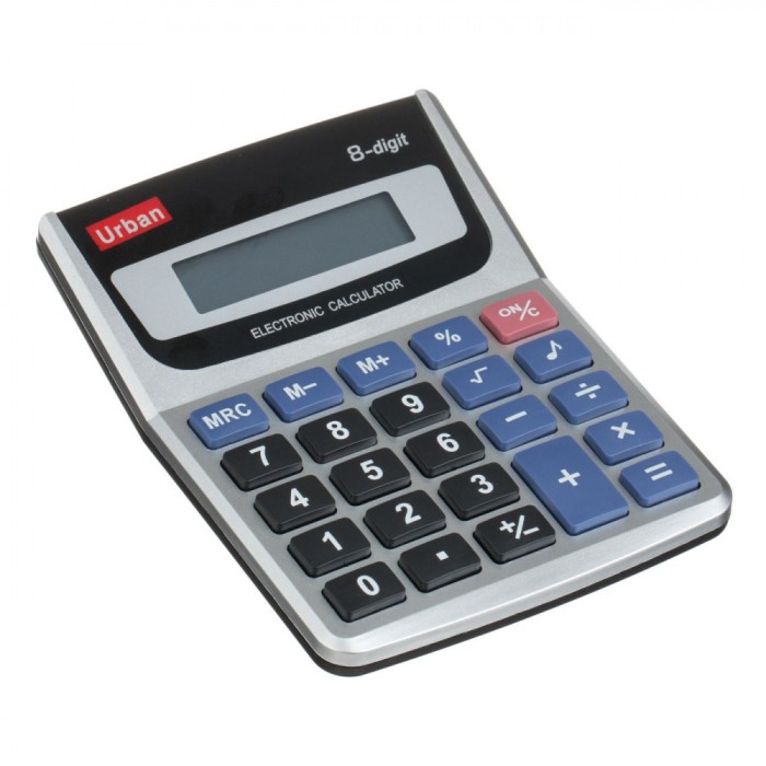 Calculator Urban, 8 Cifre, Argintiu, Afisaj LCD, Dimensiuni 9.5x12x3cm