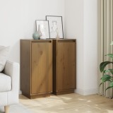 VidaXL Servante, 2 buc., maro miere, 31,5x34x75 cm, lemn masiv de pin