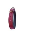 Zgarda dubla rosu grena 2.5 cm din piele naturala, pentru caini, diametru 37-48 cm, Oem