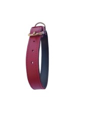 Zgarda dubla rosu grena 2.5 cm din piele naturala, pentru caini, diametru 37-48 cm