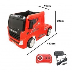 Camion electric rosu cu acumulator 12V/7Ah si telecomanda JJ2011 pentru copii 3 ani
