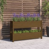 Cumpara ieftin Jardinieră, maro miere, 112x25x66 cm, lemn masiv de pin