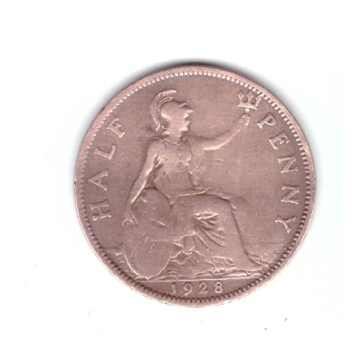 Moneda Marea Britanie 1/2 penny 1928, stare buna, curata foto