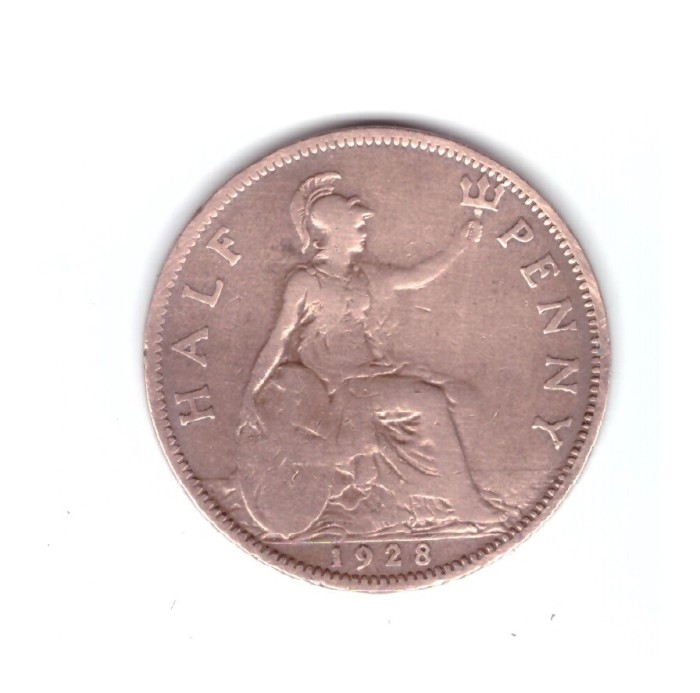 Moneda Marea Britanie 1/2 penny 1928, stare buna, curata