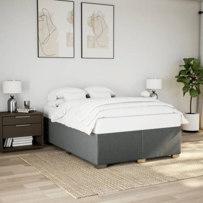 vidaXL Cadru de pat fără saltea, gri &amp;icirc;nchis, 160x200 cm, textil 3284486 foto
