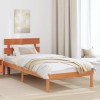 VidaXL Cadru de pat cu headboard Maro 90 x 190 cm Lemn masiv de pin 872145