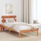 vidaXL Cadru de pat cu headboard Maro 90 x 190 cm Lemn masiv de pin 872145