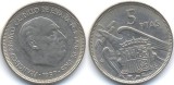 Spania 1957 - 5 pesetas, circulata