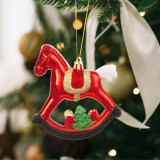 Ornament pom de Crăciun - cal balansoar, strălucitor - 100 x 100 mm