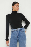 Tommy Jeans pulover femei, culoarea negru, light, cu guler DW0DW16537