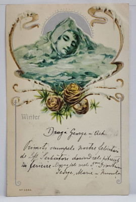 WINTER , ALEGORIE , DESEN , ORNAMENTE ART NOUVEAU , CROMOLITOGRAFIE , CLASICA foto