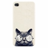 Husa silicon pentru Apple Iphone 4 / 4S, Cool Cat Glasses