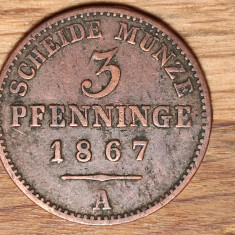 Germania state - Prusia Prussia - 3 Pfenninge 1867 A - Wilhelm I - superba !