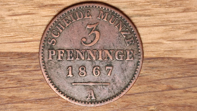 Germania state - Prusia Prussia - 3 Pfenninge 1867 A - Wilhelm I - superba ! foto