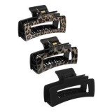 Clame de păr, Set 3 buc, 8.5cm, Model leopard, CMCLASS