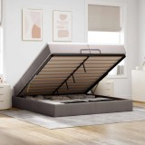 vidaXL Cadru de pat otoman cu saltele Taupe 200x200cm țesătură 3311138