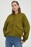 G-Star geacă bomber femei, culoarea verde, de tranzitie