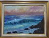 Apus la malul marii- pictura Dorin Barbu, Marine, Ulei, Realism