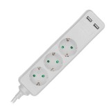 Prelungitor 3 cai + 2usb 1.5m(3g1.5mm2) alb
