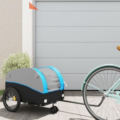 vidaXL Remorcă pentru biciclete, negru și albastru, 30 kg, fier foto