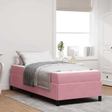vidaXL Cadru de pat cu saltea Roz și alb 90 x 190 cm Catifea