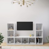 VidaXL Dulapuri TV, 2 buc., alb, 107x35x37 cm, lemn prelucrat