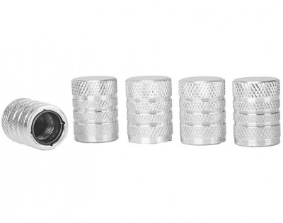 Set 5 Buc Capacele Ventil Aluminiu Cu Filet Interior Plastic Carmotion Argintiu Silver 63478SI foto