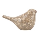 Cumpara ieftin Figurina Pasare ceramica maro crem 16x7x9 cm
