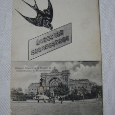 Carte postala circulata in 1907 - gara centrala din BUDAPESTA, Ungaria