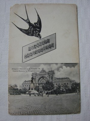 Carte postala circulata in 1907 - gara centrala din BUDAPESTA, Ungaria foto