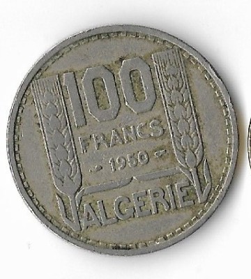 Moneda 100 francs 1950 - Algeria foto