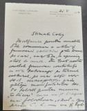 Scrisoare, scrisa de Al.Tzigara Samurcas (1872-1952) unui coleg, in 1924