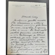 Scrisoare, scrisa de Al.Tzigara Samurcas (1872-1952) unui coleg, in 1924