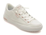 Pantofi sport SKECHERS albi, ARCH FIT ARCADE, din piele ecologica