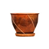 Ghiveci ceramic, interior / exterior, rotund, maro, 15 x 13 cm, cu farfurie, D15/3