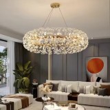 Candelabru Cristal SEGOVIA Magno 5x E14, Diametru 60cm, Auriu Lucios, Inaltime Reglabila, Alessandro DESIGN