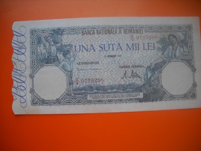 HOPCT ROMANIA 100000 LEI 1946 -20 DECEMBRIE -X FINE / AUNC [ 5 ] foto