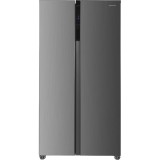 Side by side Heinner HSBS-H442NFXE++, 442 L, Full No Frost, Compresor inverter, Lumina LED, Super Cooling, 3 rafturi din sticla frigider, Inox