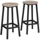 Set 2 scaune de bucatarie/bar, Artool, pal si otel, gri rustic, negru, 32x65 cm, Leobert