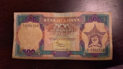 Bancnota Ghana - 500 Cedis 1986 foto