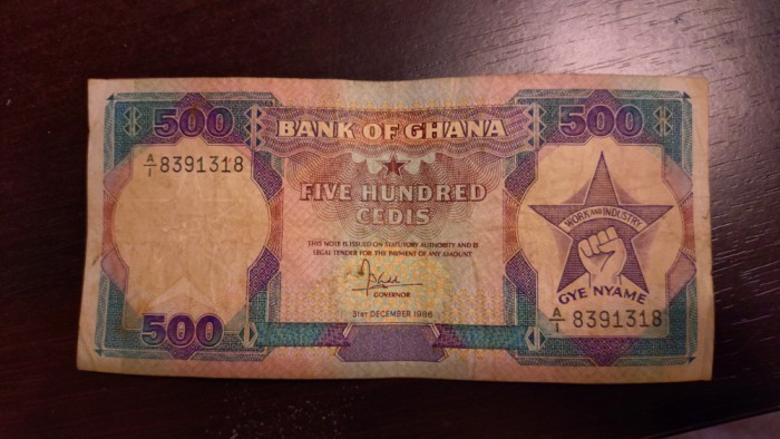 Bancnota Ghana - 500 Cedis 1986