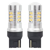 Set becuri auto cu LED CANBUS, 3030, 24SMD, compatibil T20, 7440, WY21W, Portocaliu, 12V / 24V, destinat competitiilor auto sau off-road, Amio