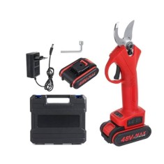 Foarfeca electrica cu 2 Acumulatori, Fără Fir, DEPOX&reg;, Lamă Otel Carbon, 5000 mAh, Roșu