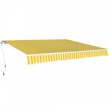 VidaXL Copertină pliabilă acționată manual, galben/alb, 600 cm