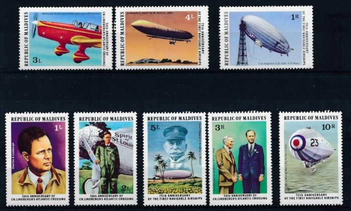 MALDIVE, ANIVERSARE CHARLES LINDBERGH - SERIE COMPLETĂ MNH
